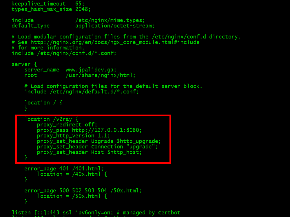 Nginx location block