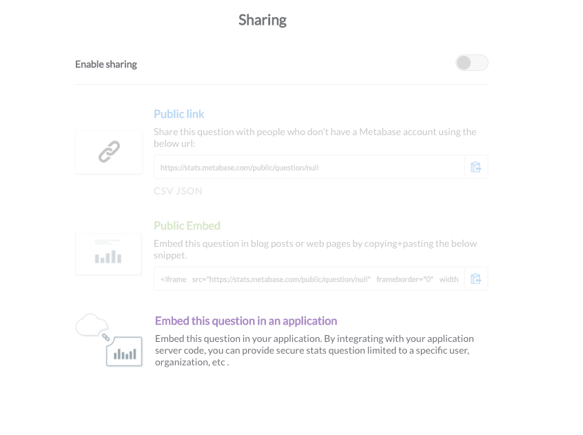 Enable sharing for a question