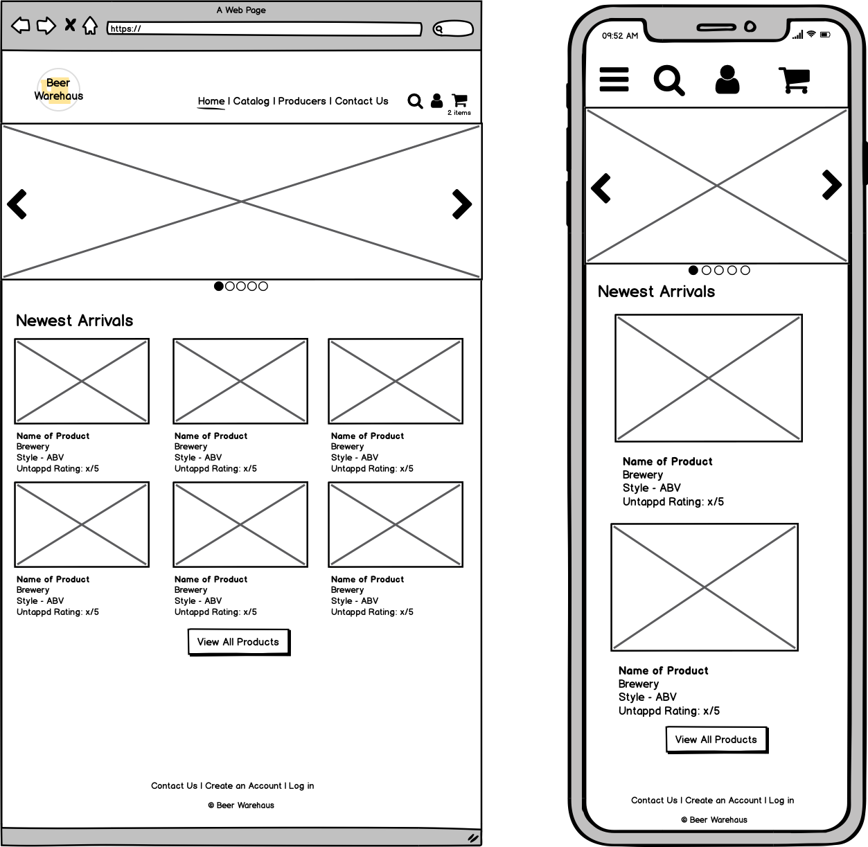 Beer WareHaus Wireframes