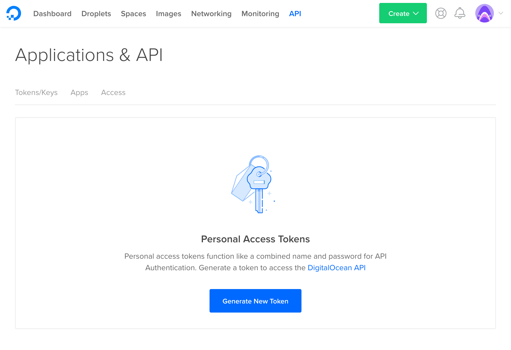 The Applications & API page