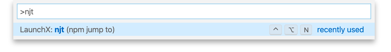 njt in VSCode command palette