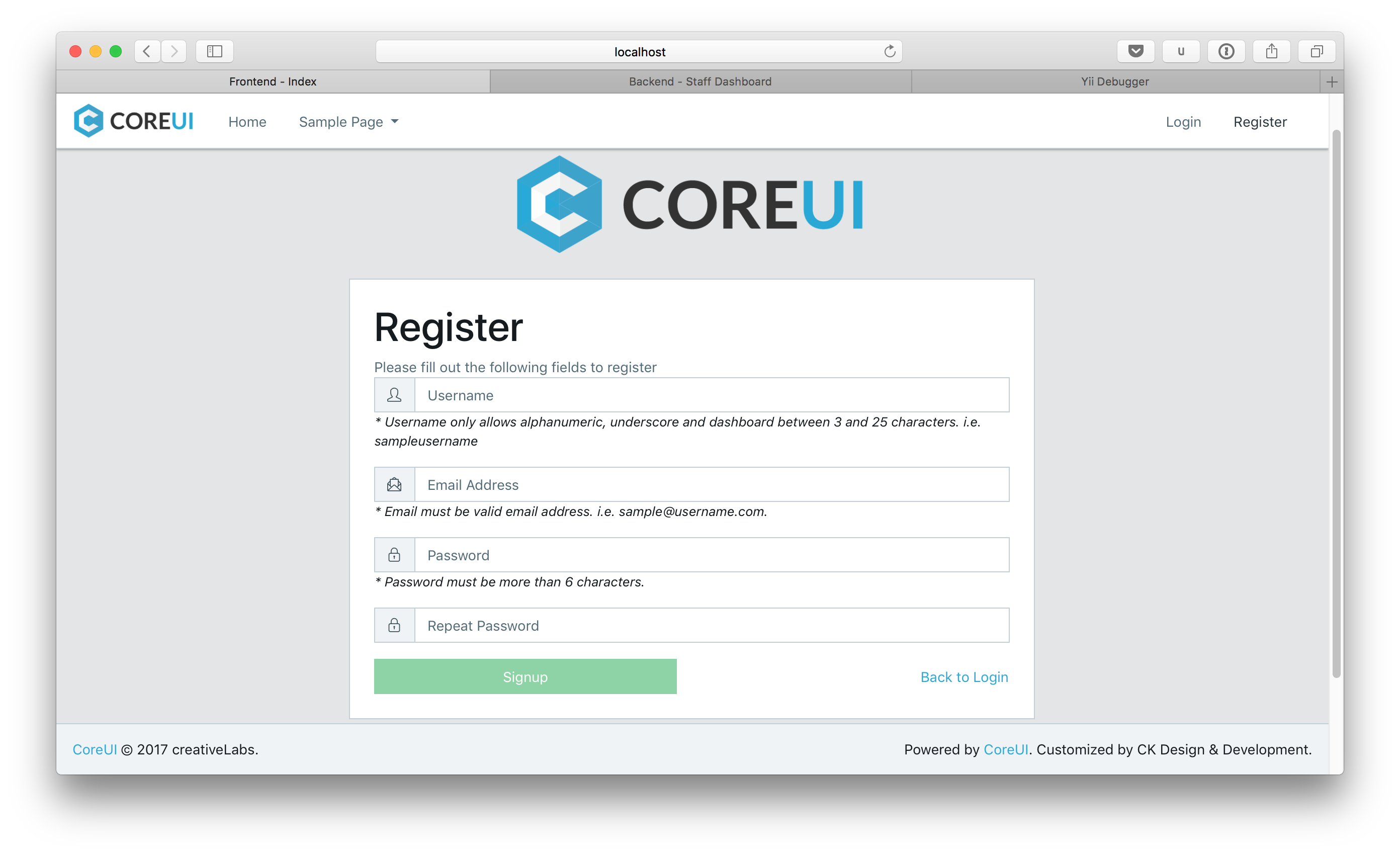 Frontend - Registration