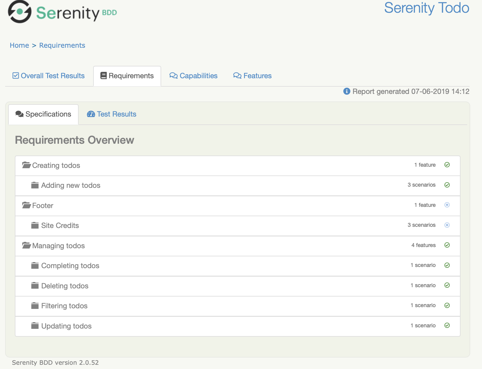 Serenity Requirements Summary