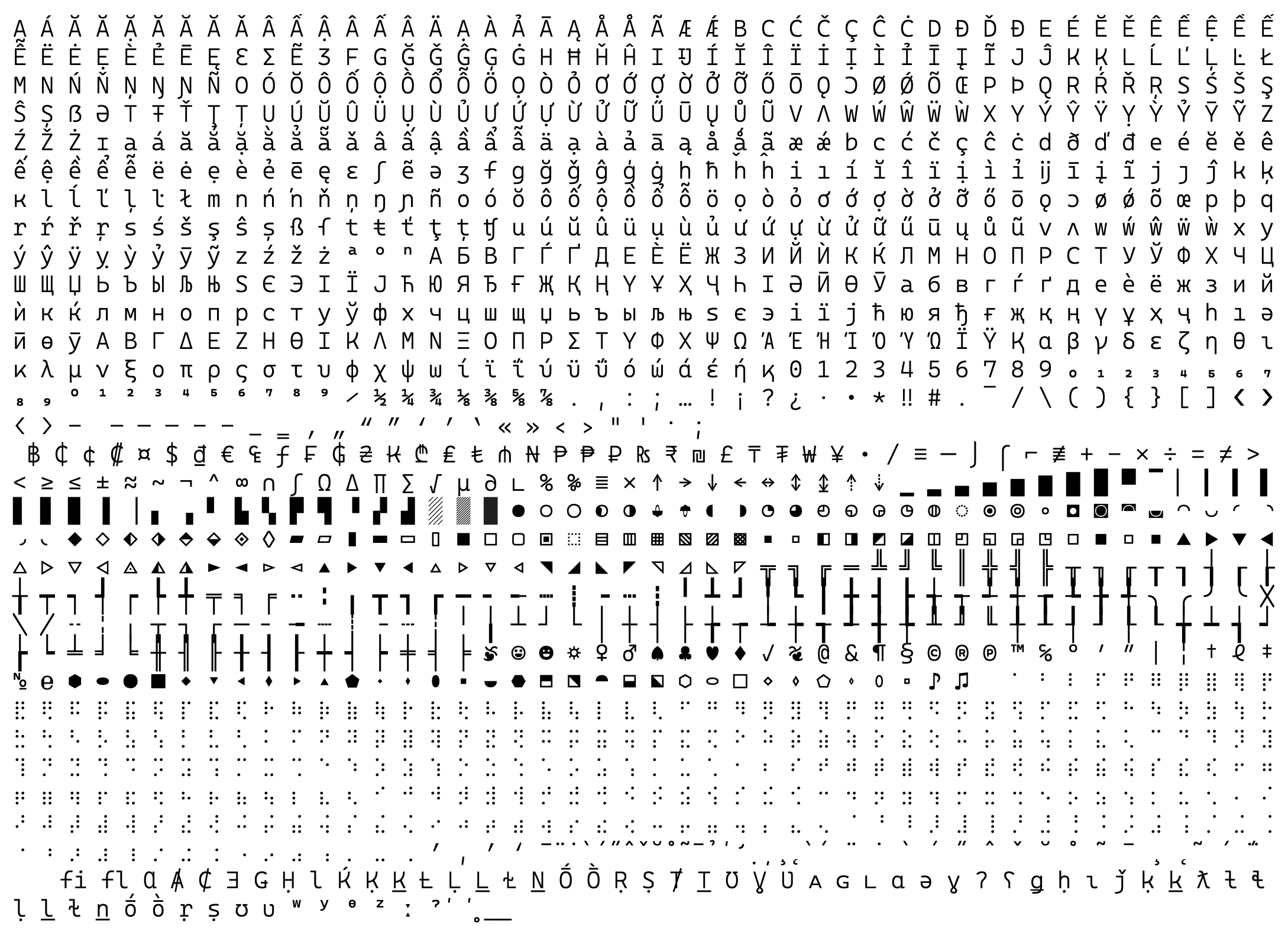 Cascadia Code Characters