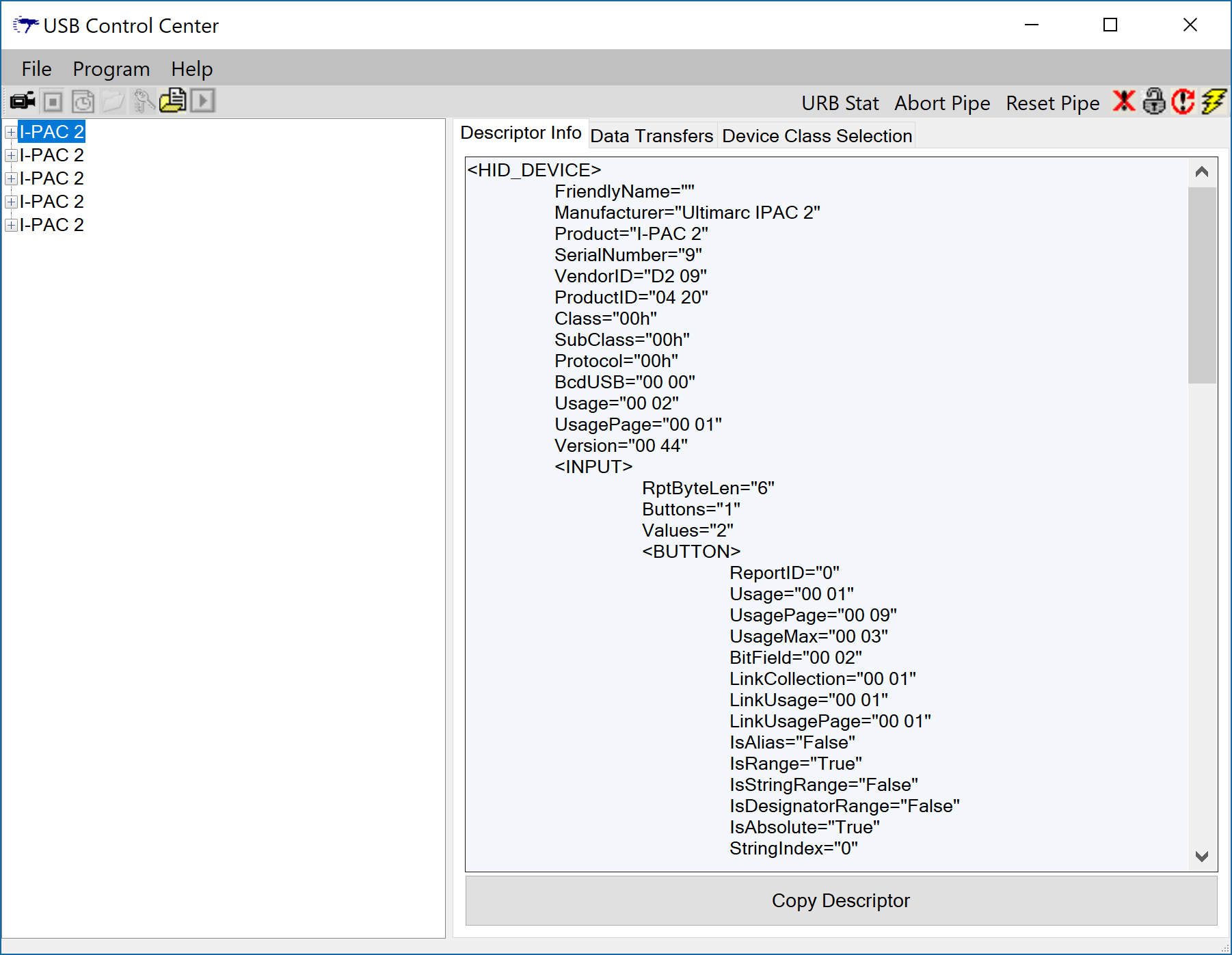 Cypress USB Control Center Screenshot