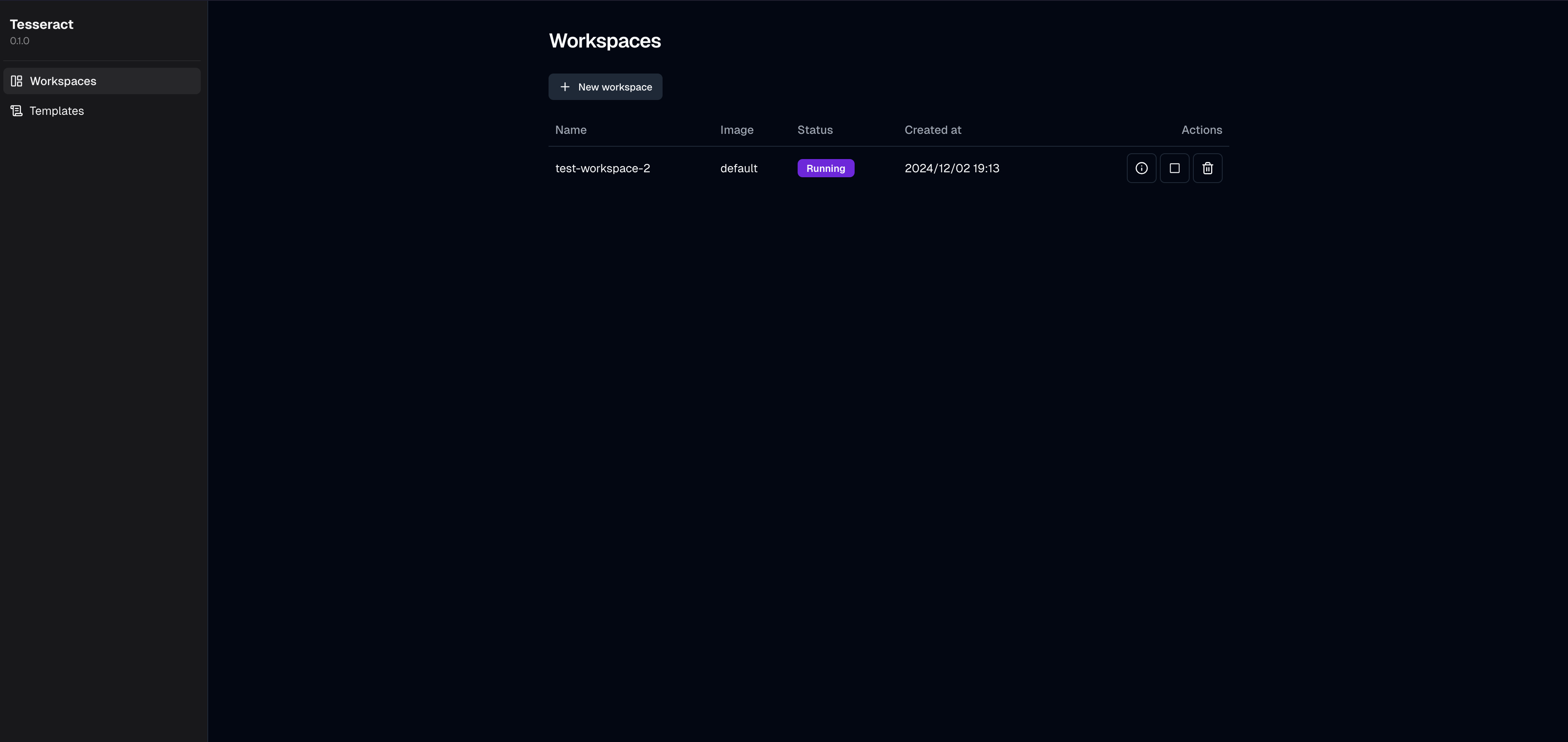 tesseract dashboard