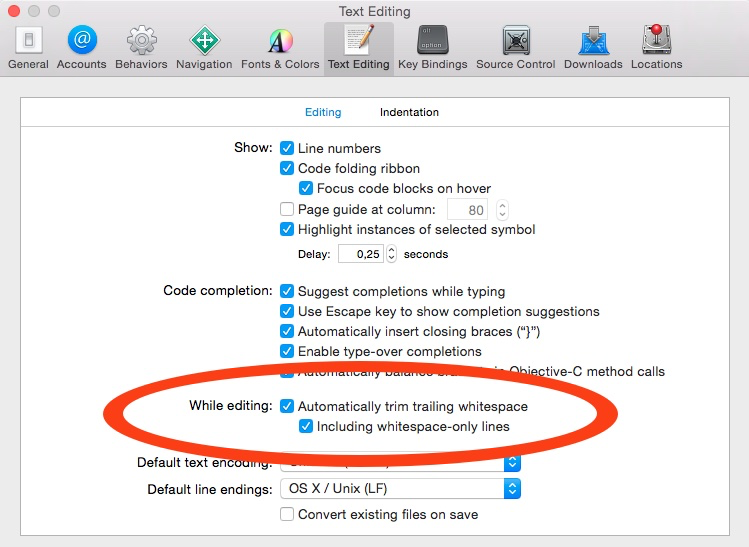 Xcode trim whitespaces