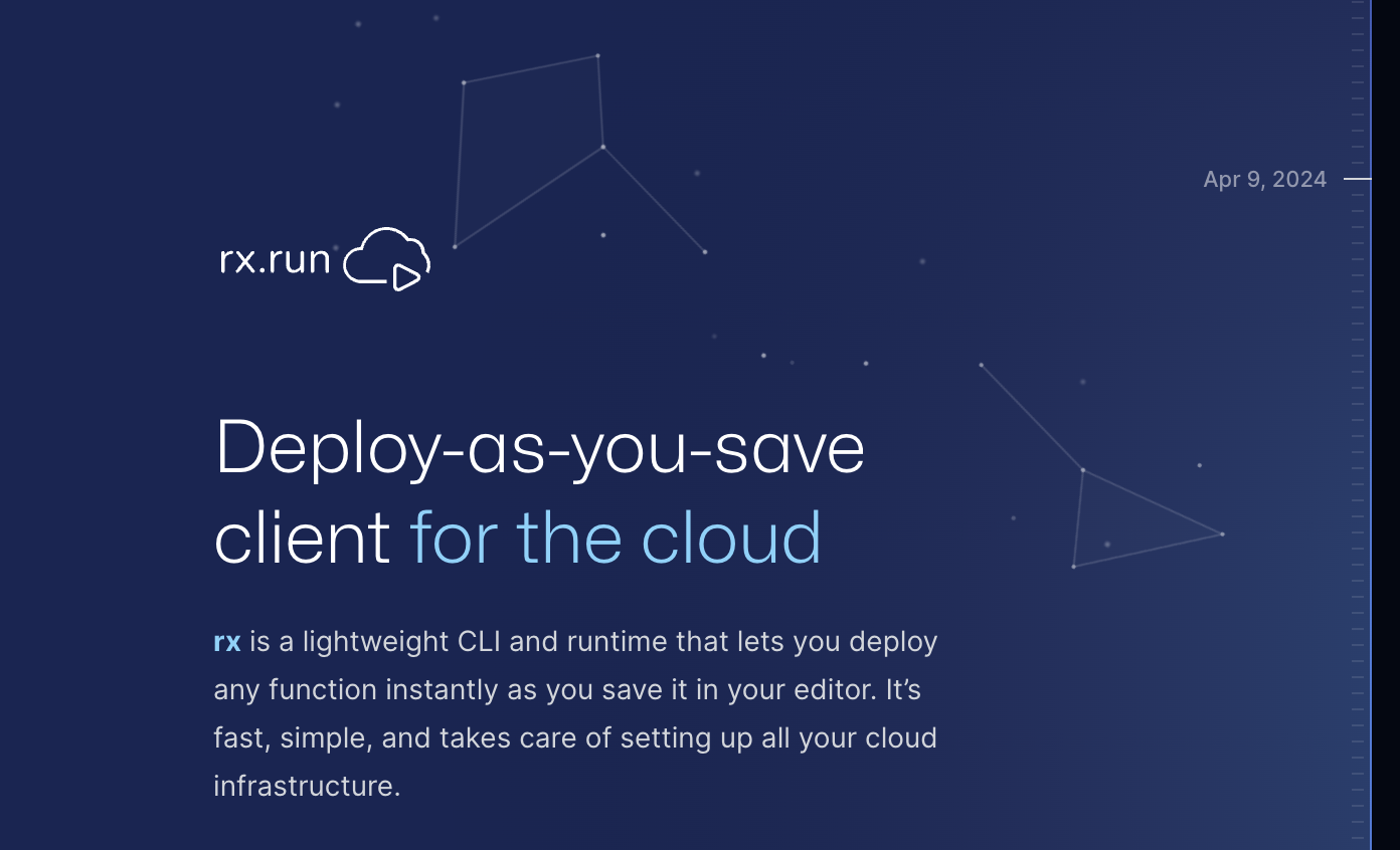 rx.run, the deploy-as-you-save client for the cloud