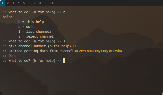 printed help and selected first channel