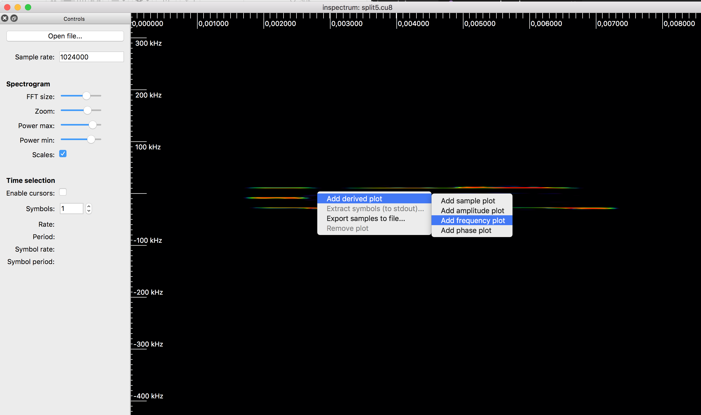 Right-clicking and enable frequency plot