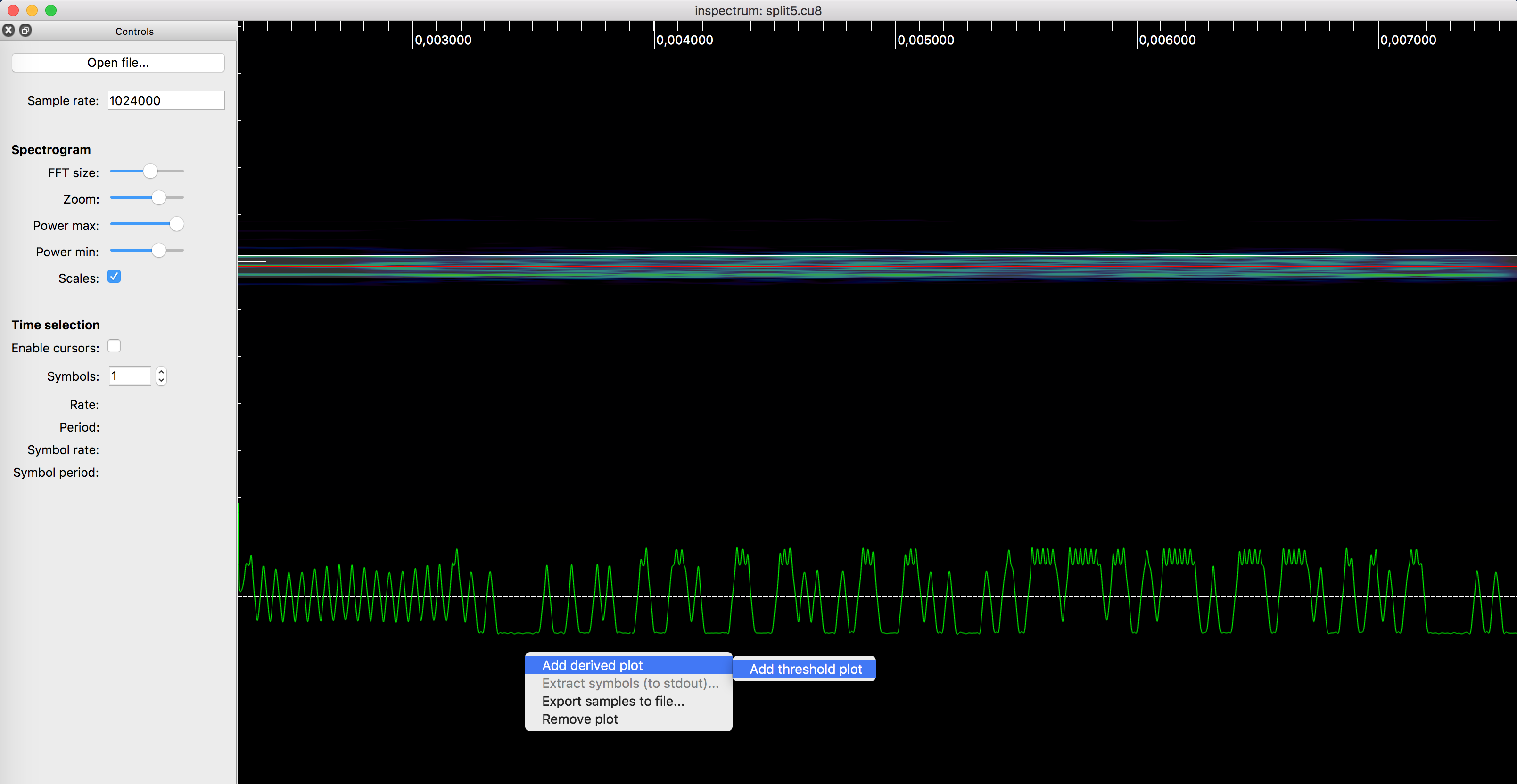 Right-clicking and enable threshold plot