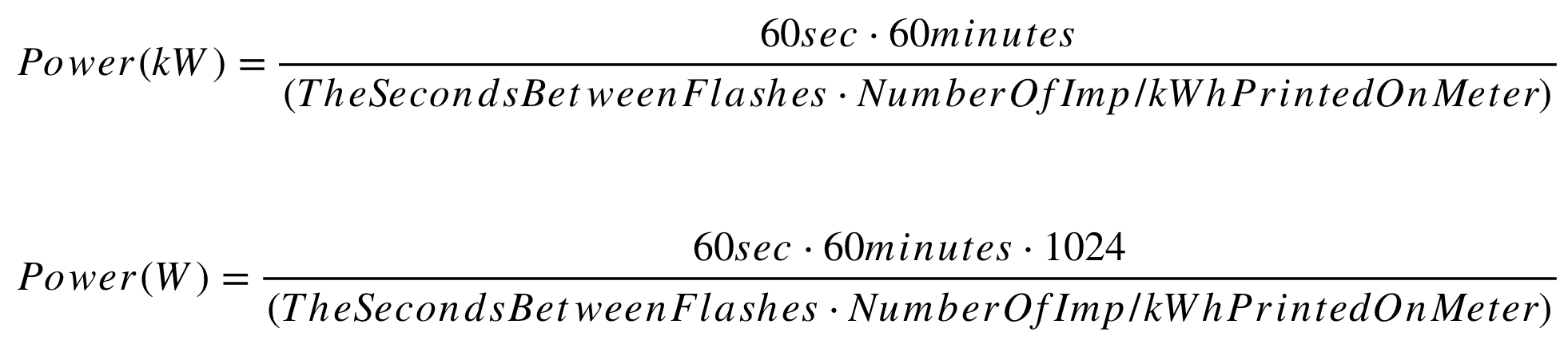 Convert impulses to Watt