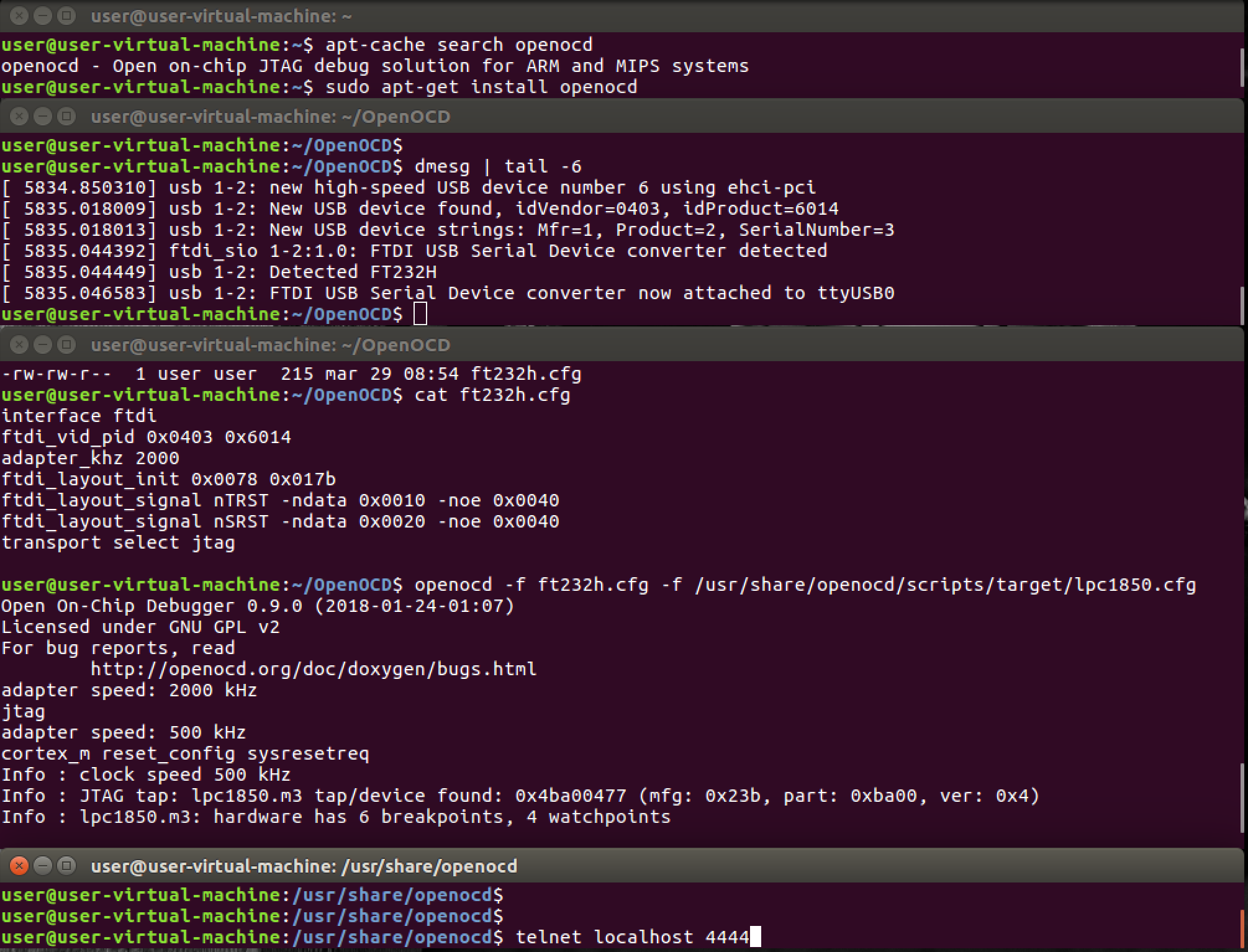 Connecting using OpenOCD