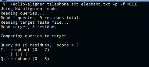 Edlib aligner screenshot