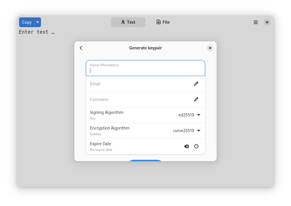 Keypair generation