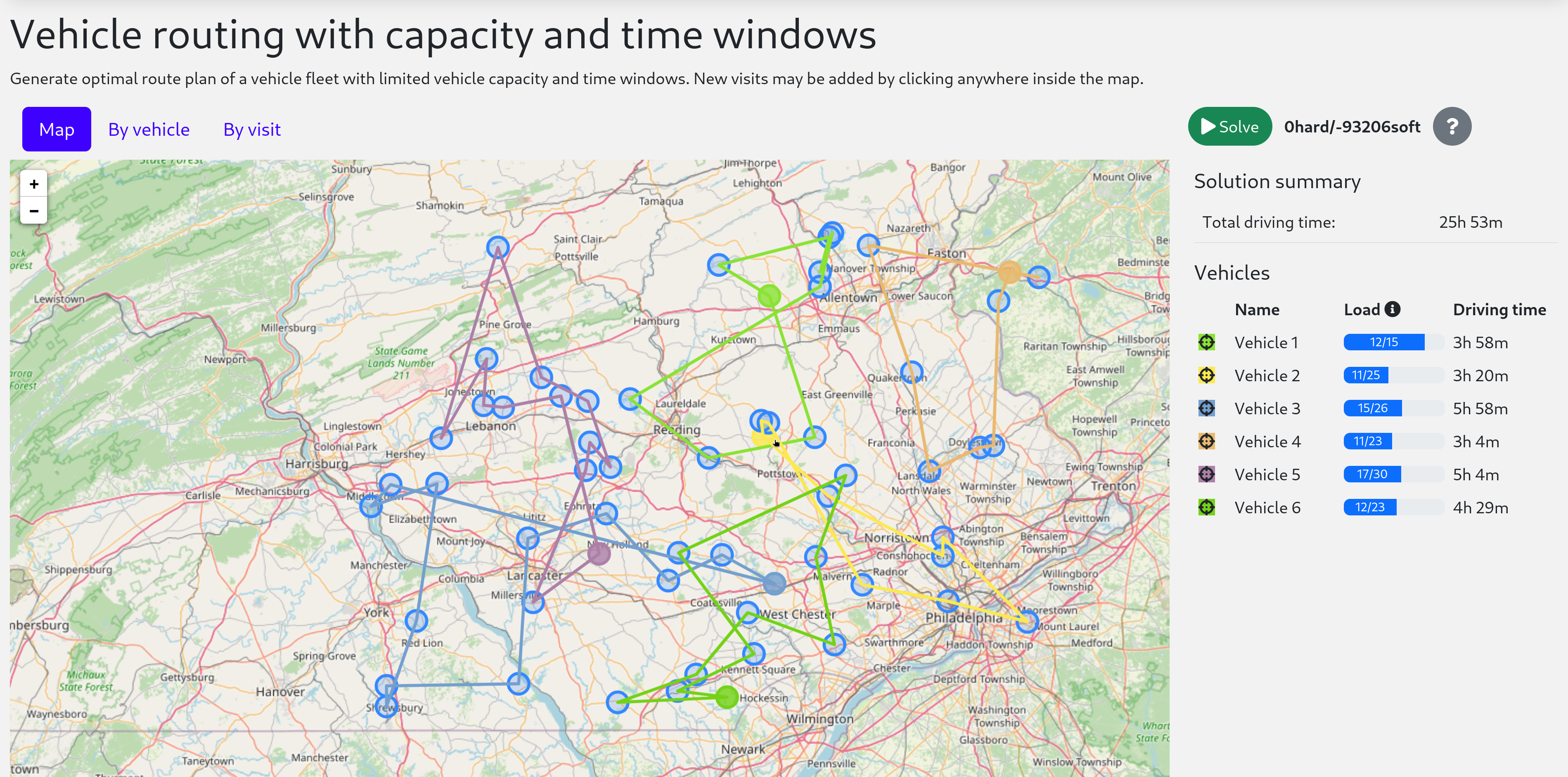 vehicle routing screenshot