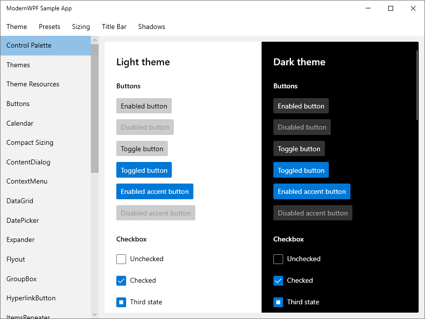 Control Palette