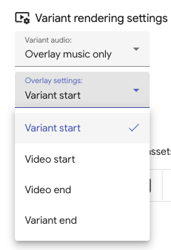 Vigenair UI: Variants render settings for audio overlay