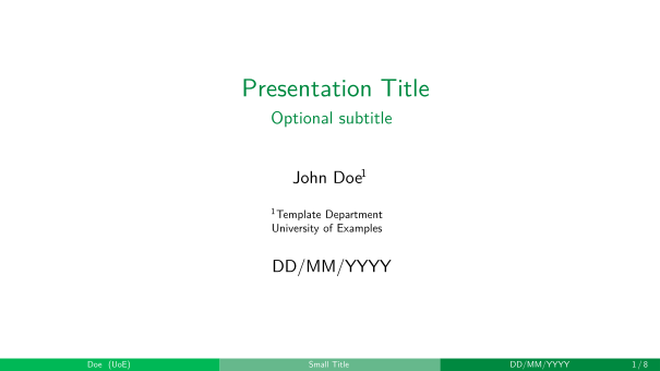 Sample of the presentation title page