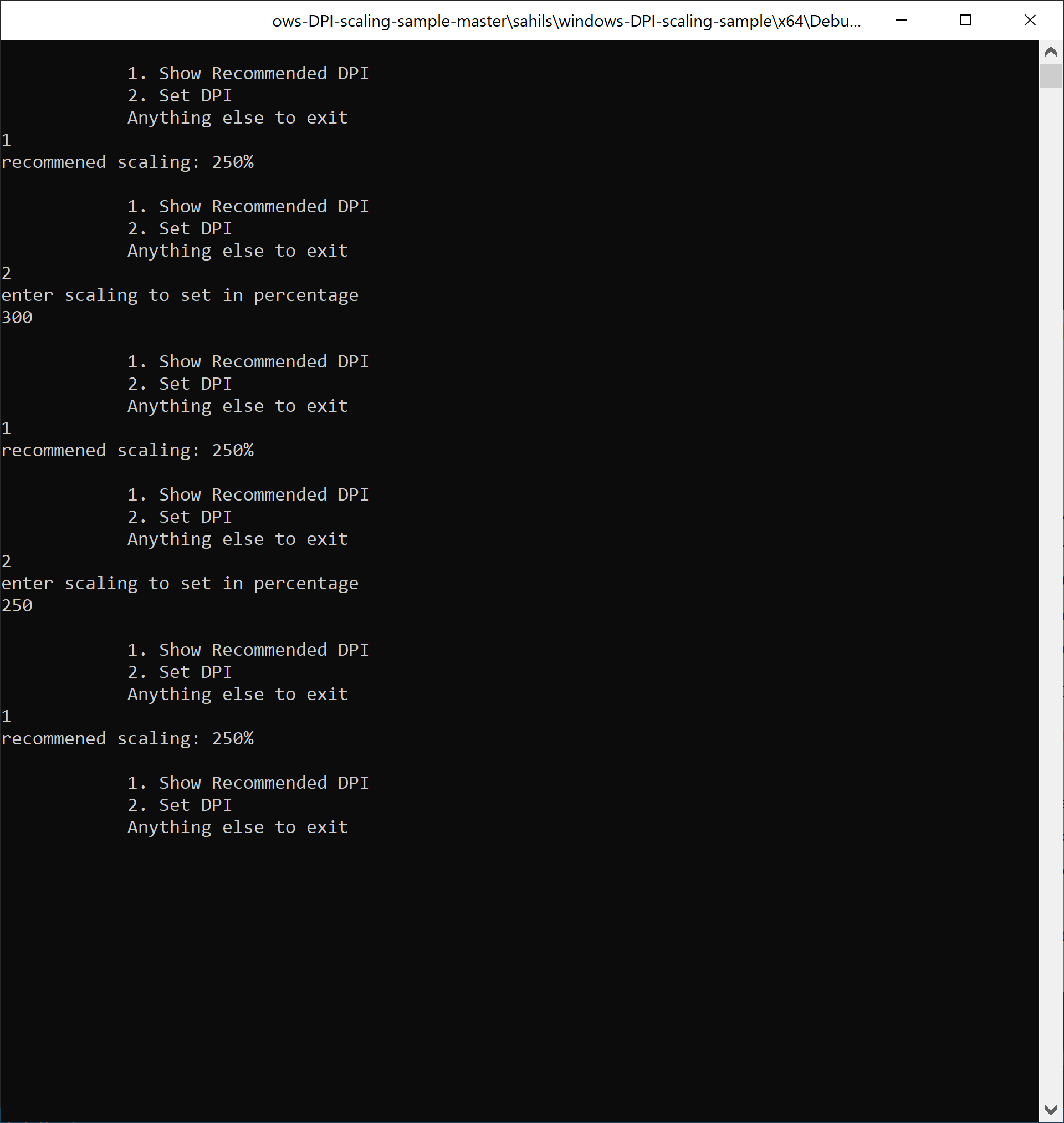 DPI scaling using SystemParametersInfo console App