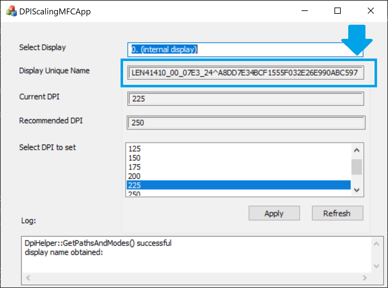 DPI scaling MFC app monitorUniqueID