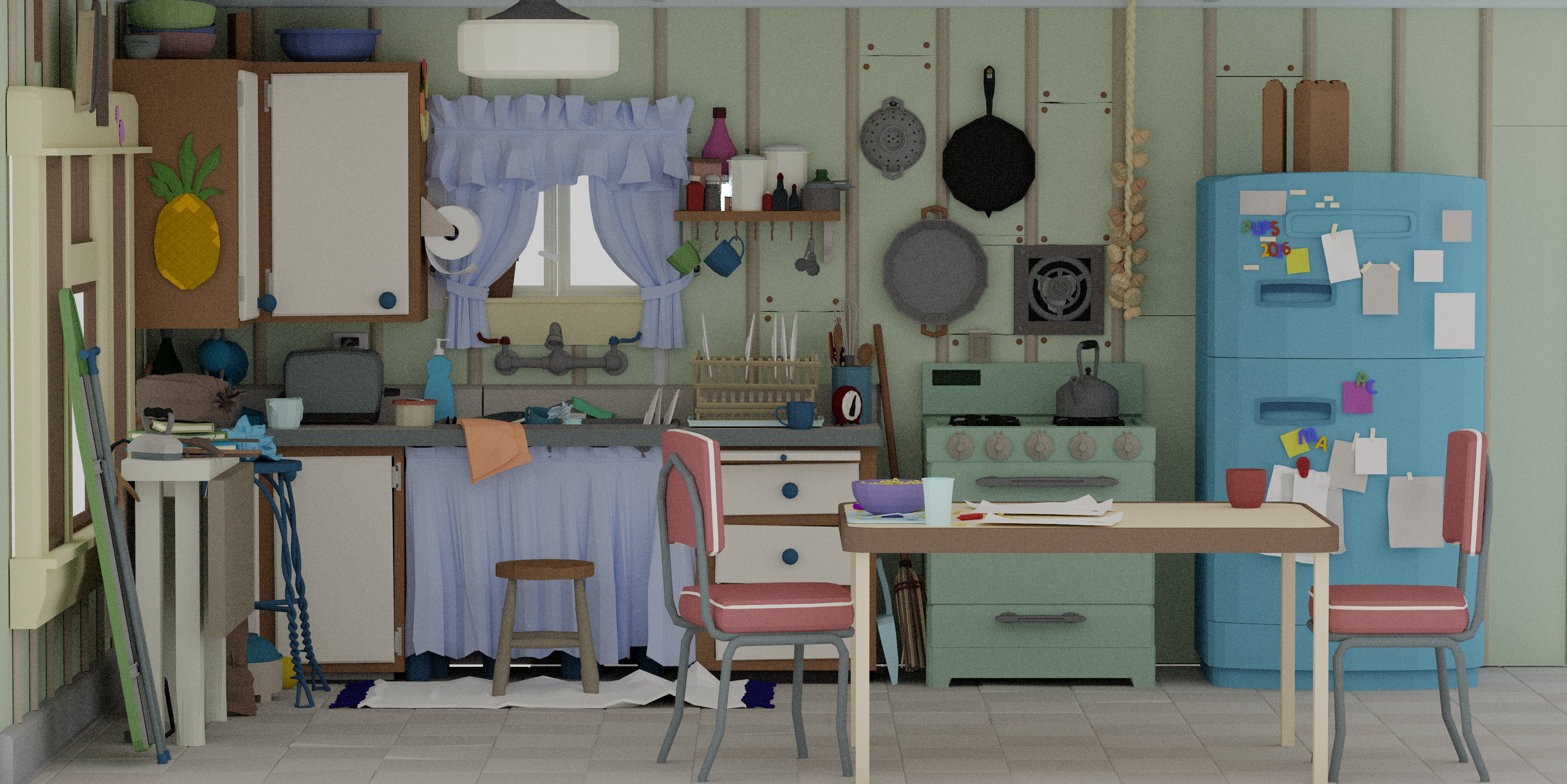 Kitchen set render (model courtesy of Pixar)