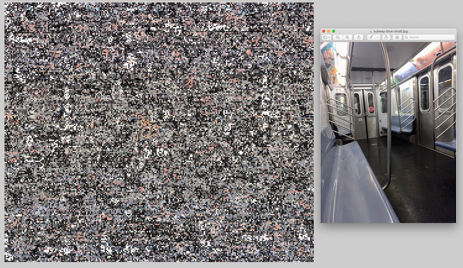 A fractal noise pattern built with a photograph of a NYC subway train