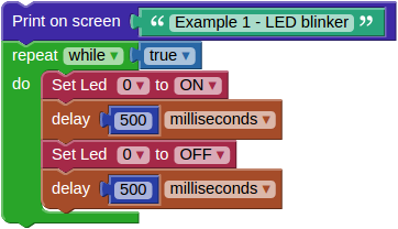 Program blocks for LED blink