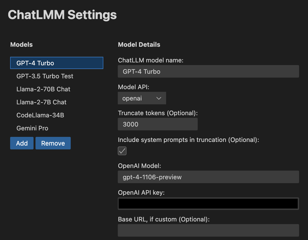 ChatLLM Settings