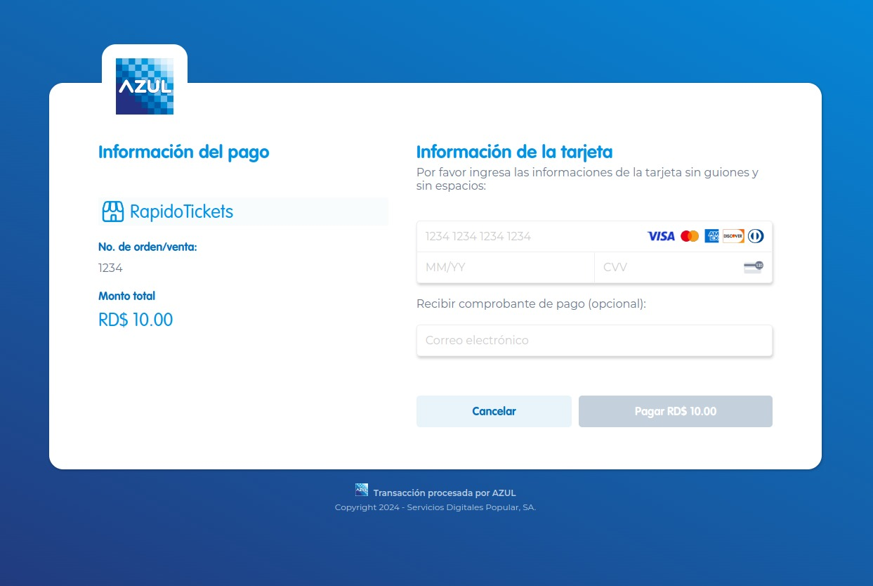 Azul Payment Page