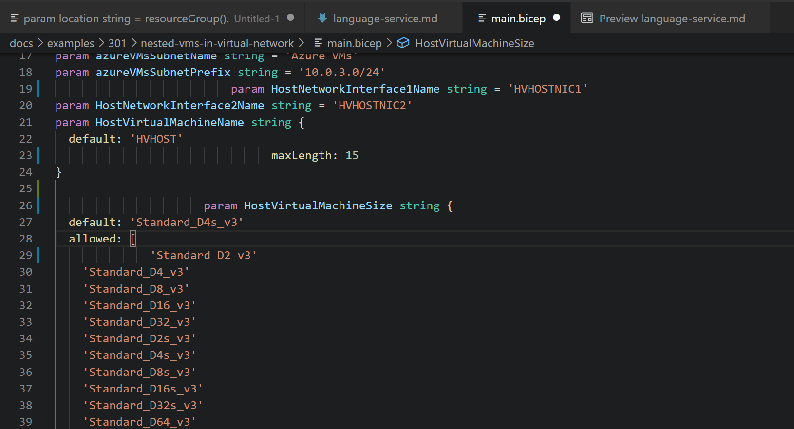 formatting a bicep file that is disorganized