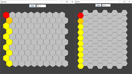 Screenshots comparing pointy and flat hexagons