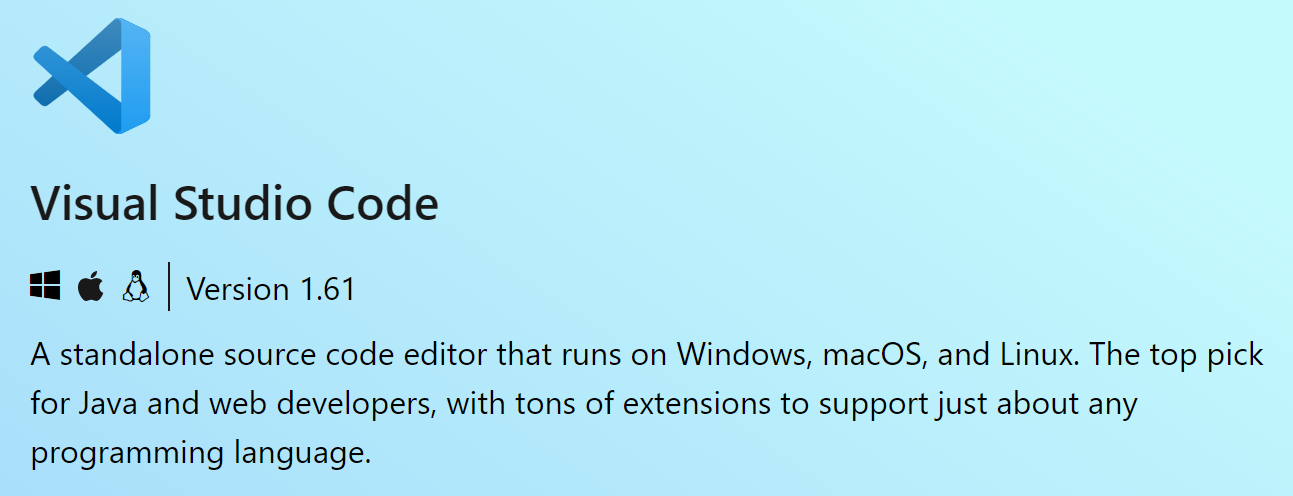 Visual Studio Code for Windows, macOS, Linux