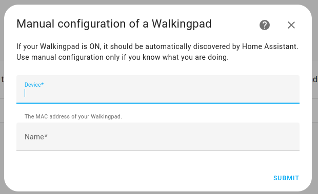 Manual configuration