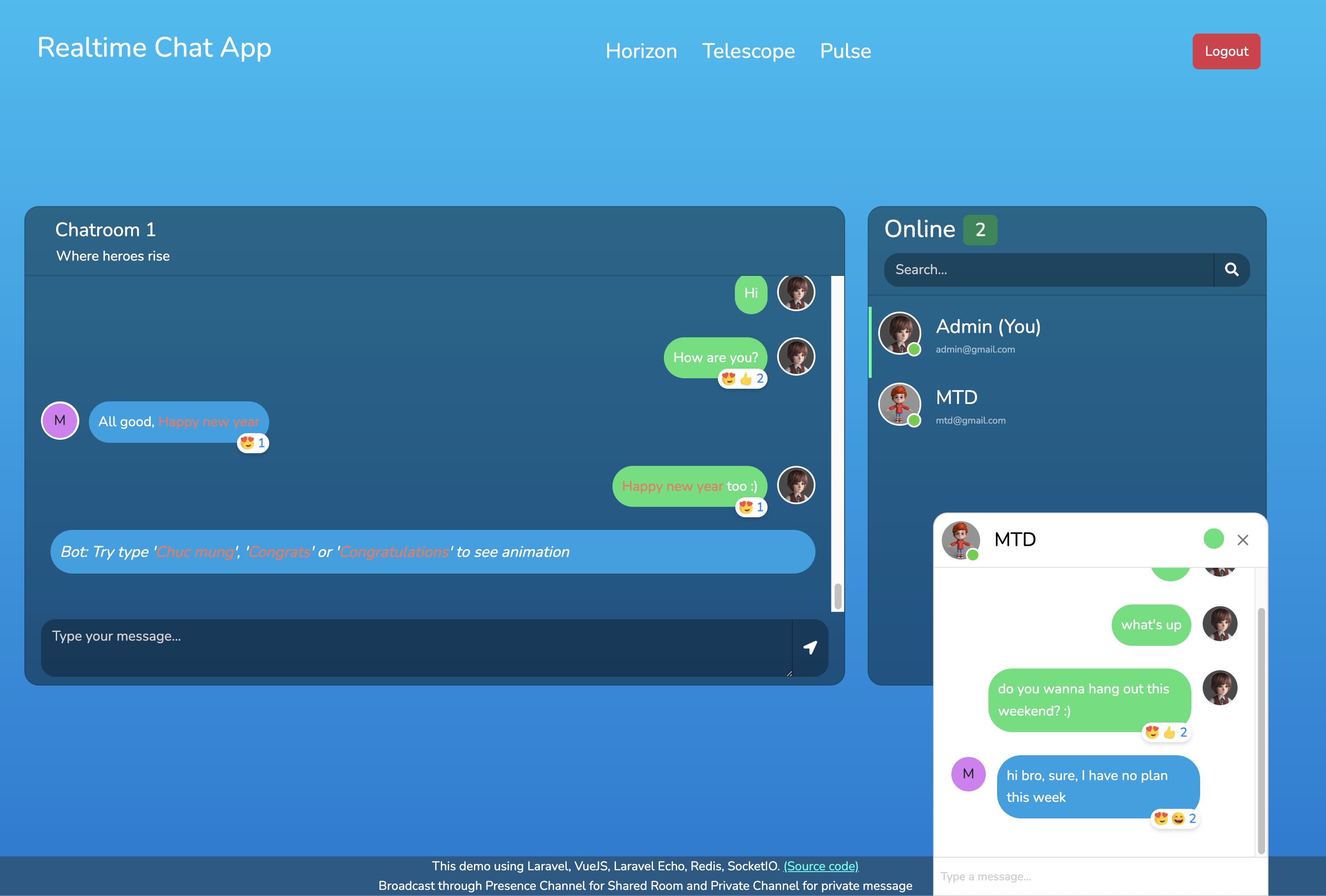 Realtime chat app