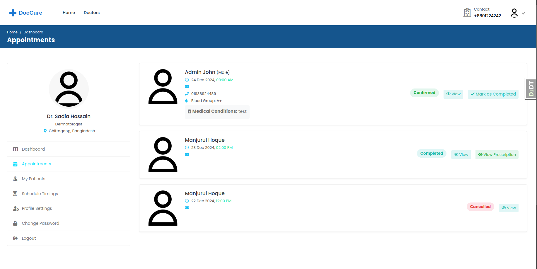 Doctor appointments Page