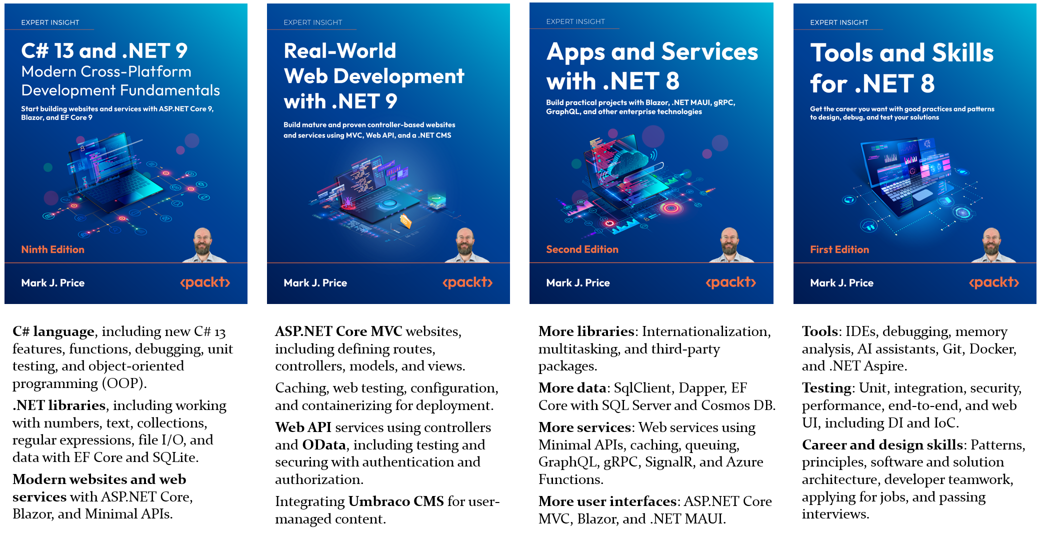 Quartet of .NET 8 and .NET 9 books