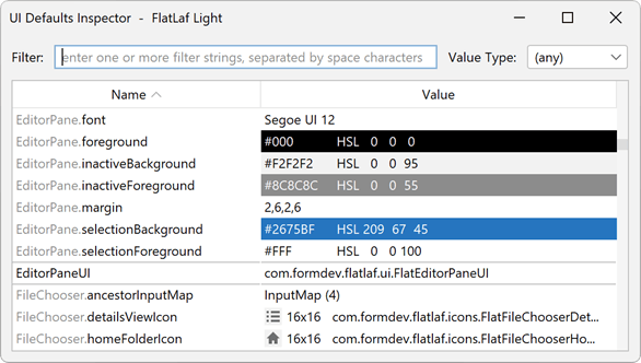 UI Defaults Inspector