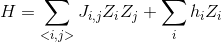 Hamiltonian: $H=\sum_{<i,j>} J_{i,j} Z_i Z_j + \sum_i h_iZ_i$