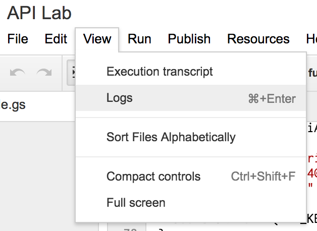 Logs Menu