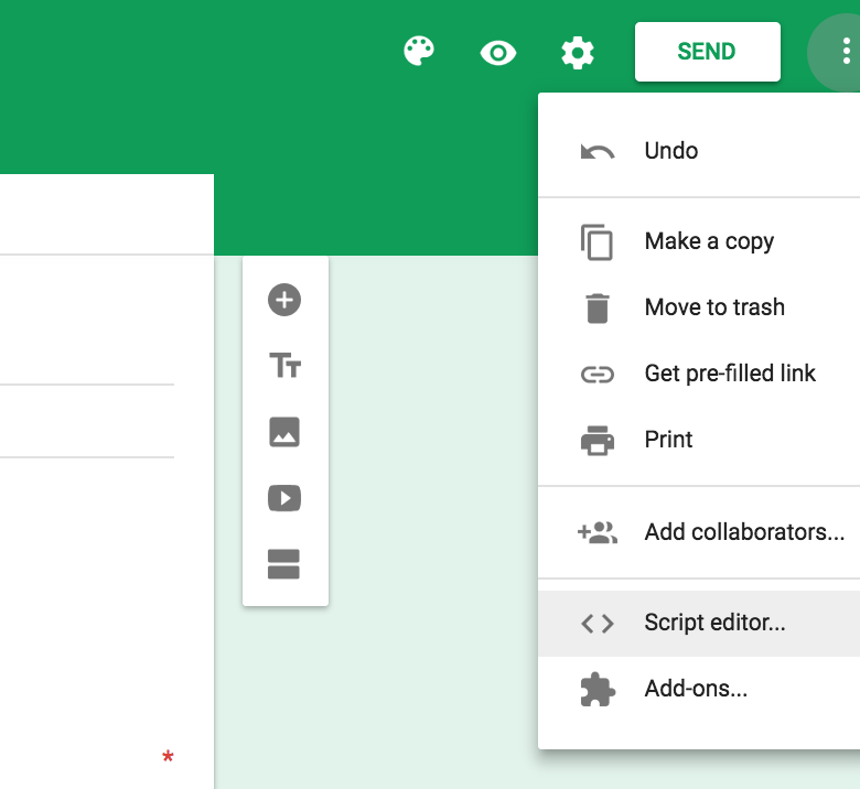 Google Scripts Menu