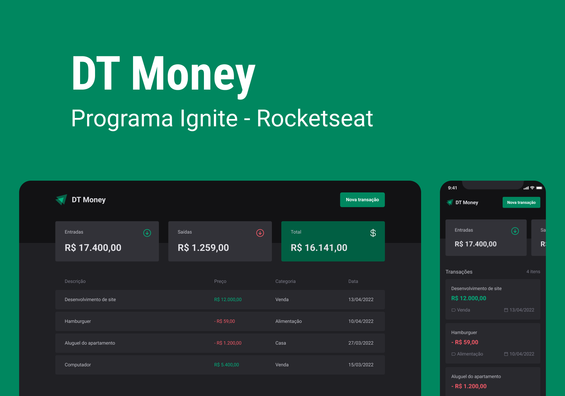 Landing page DT Money