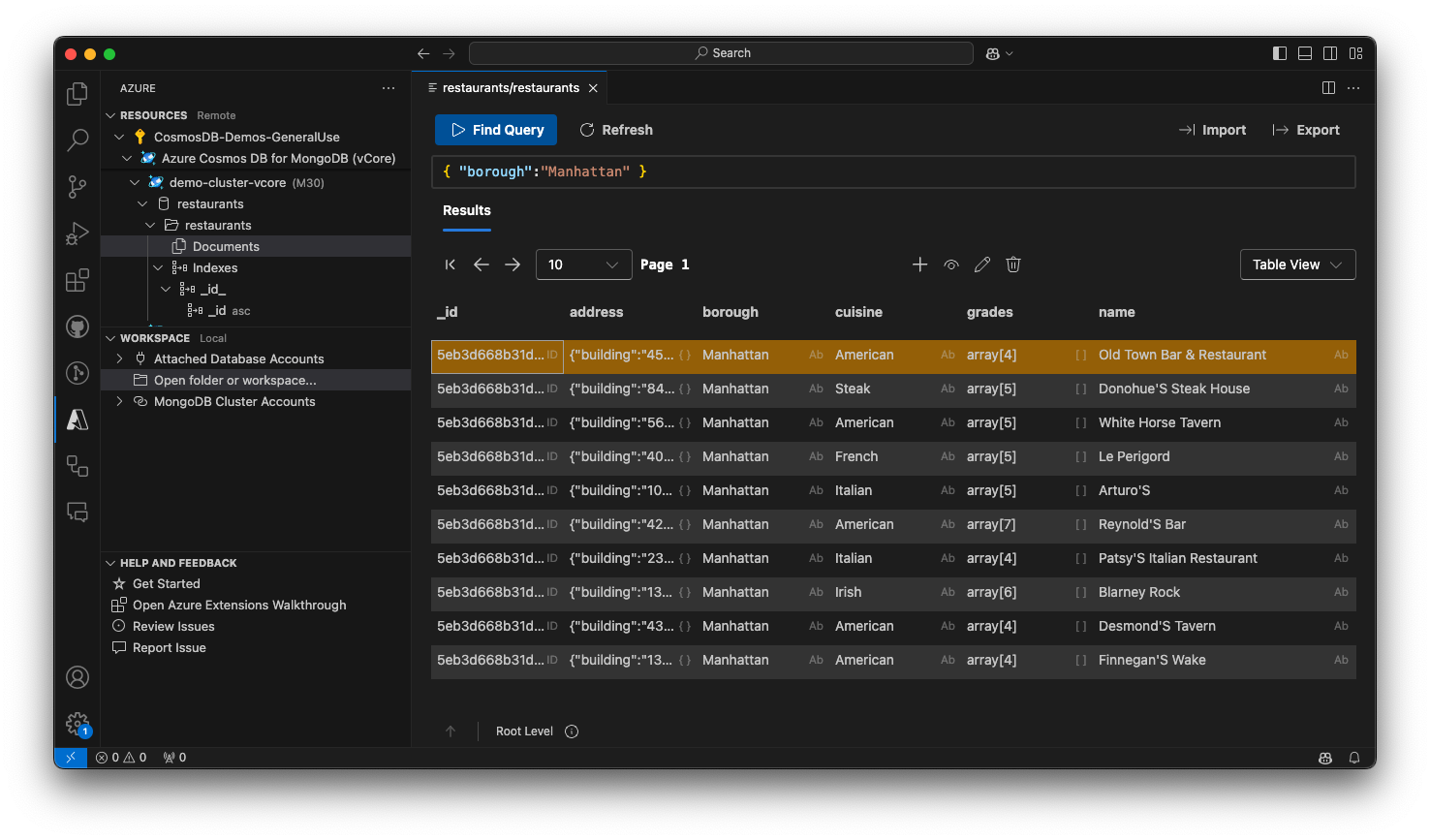 MongoDB Clusters with a Collection View and auto-completion