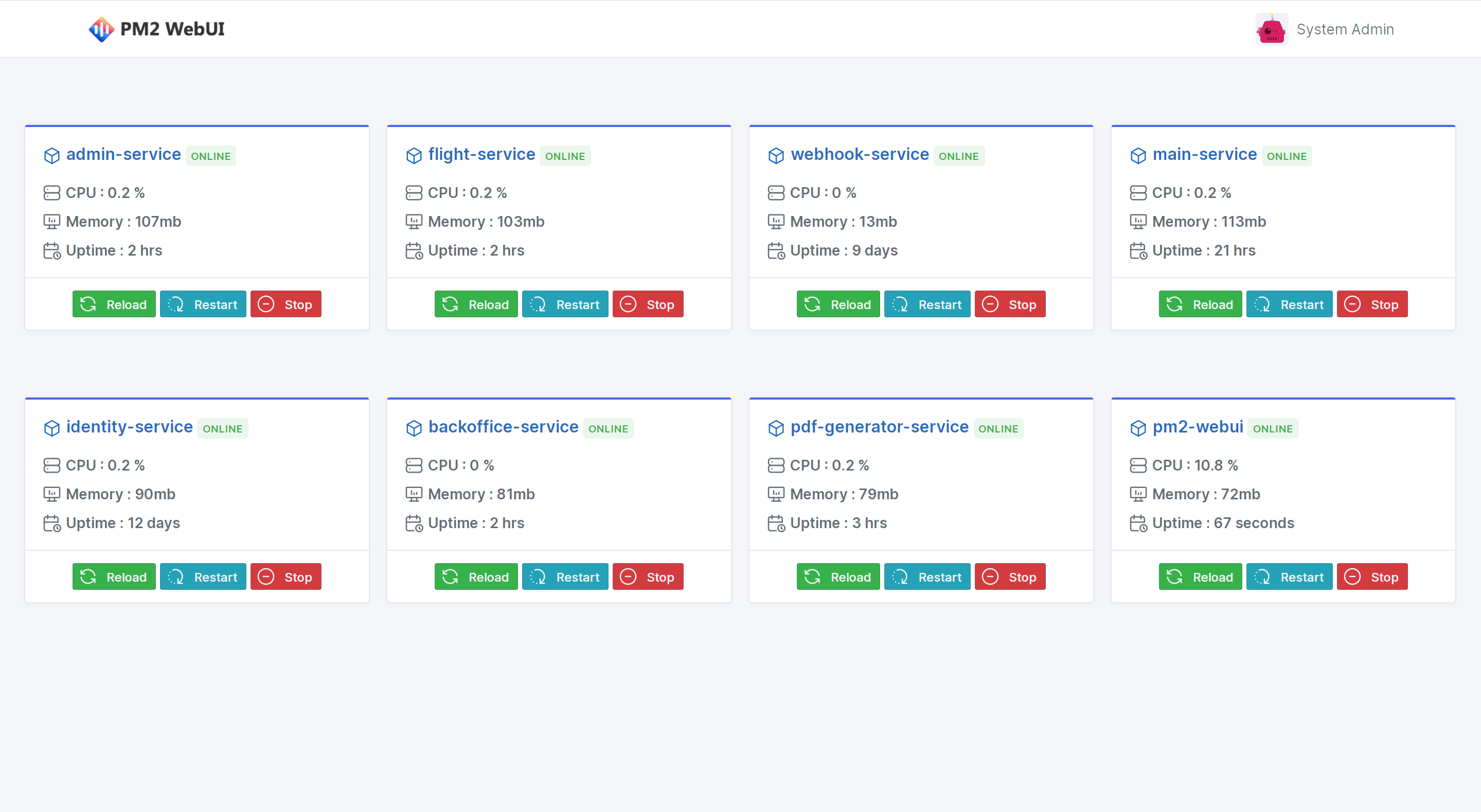 PM2 Webui Dashboard