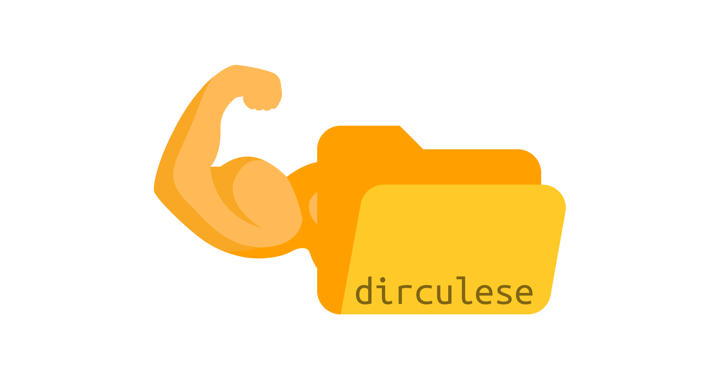 Dirculese logo which depicts a standard folder icon with a muscular arm attached on the left 