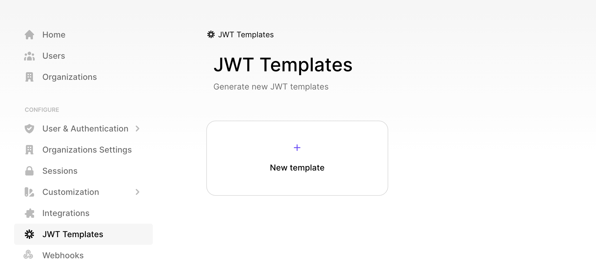 JWT Template Configuration