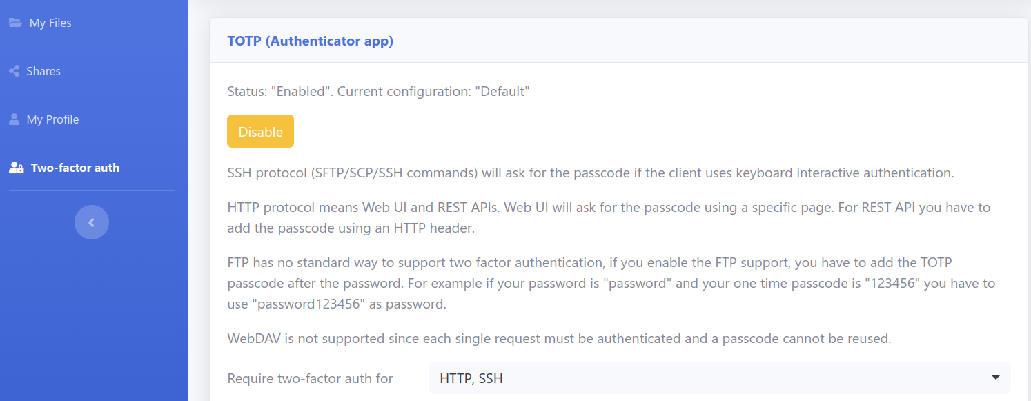 WebClient two-factor authentication