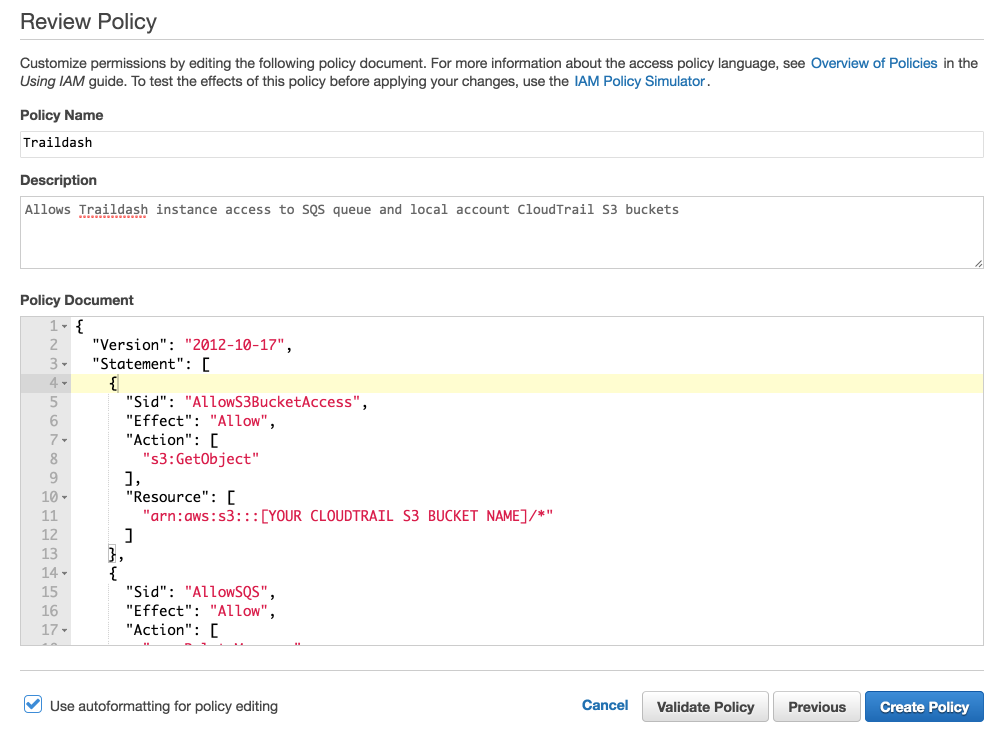 CloudTrail setup