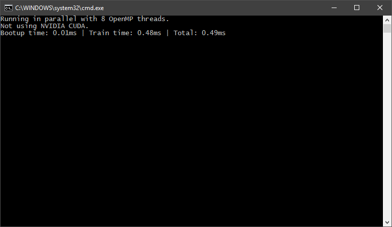 Console output with elapsed time (2ms)