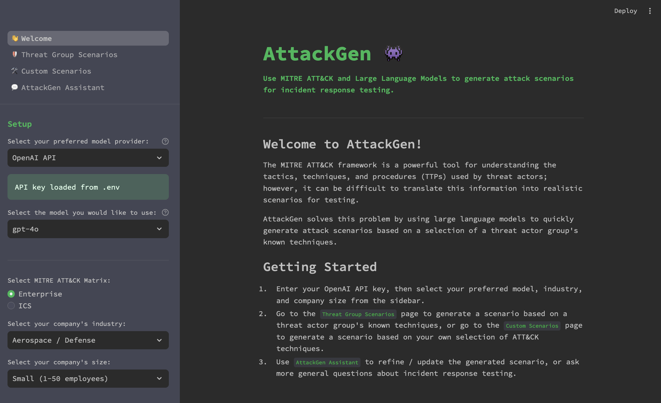 AttackGen Screenshot